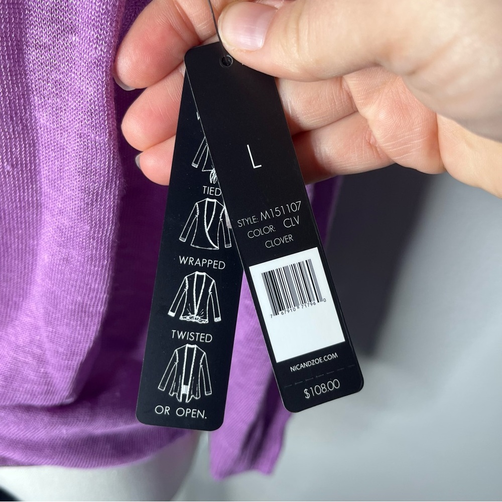 NEW Nic + Zoe Purple All Year 4 Way Lightweight Linen Blend Cardigan Topper - Picture 13 of 13